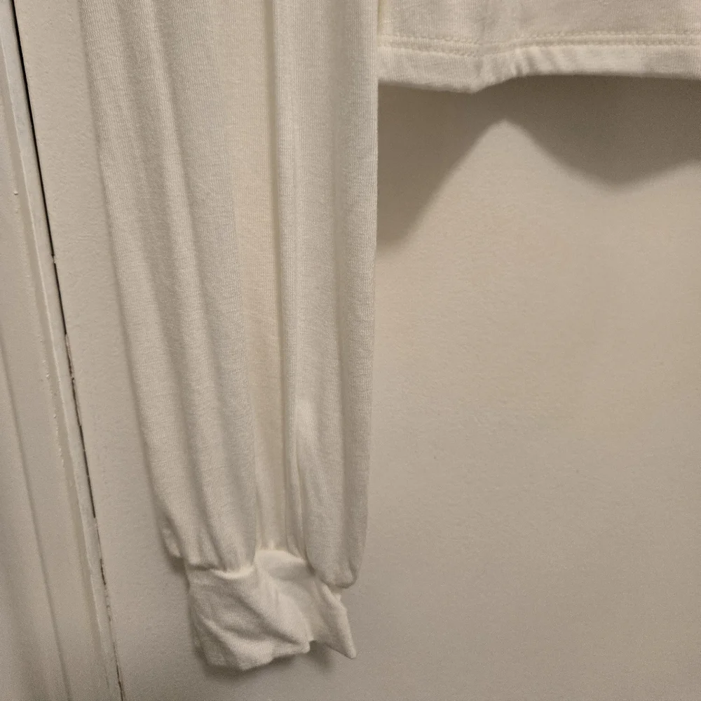 Lulus Long Sleeve Crop  Blouse Off-White Size Medium - Picture 6 of 11
